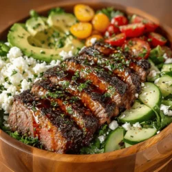 When it comes to vibrant, nutritious meals, the Zesty Lemon & Beef Salad Bowl stands out as a delightful choice. This dish elegantly combines the rich flavors of marinated flank steak with the refreshing crunch of fresh vegetables, all topped off with a zesty lemon dressing that enlivens the palate. Perfect for a light lunch or a satisfying dinner, this salad bowl not only pleases the taste buds but also packs a nutritional punch, making it an ideal addition to any health-conscious diet.