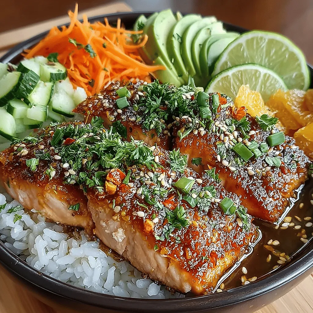 Sweet Chili Salmon Rice Bowls are a delightful fusion of flavors and textures that bring a vibrant and nutritious meal to your table. This dish artfully combines tender salmon fillets marinated in a sweet and savory sauce, fluffy jasmine rice, and a variety of fresh vegetables, making it an ideal choice for busy weeknights or casual gatherings. The bright flavors and appealing presentation of Sweet Chili Salmon Rice Bowls make them a favorite among home cooks, regardless of culinary skill level. Whether you’re seeking a quick and nourishing meal for yourself or an impressive dish to share with friends, this recipe is sure to impress.