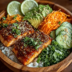 Sweet Chili Salmon Rice Bowls are a delightful fusion of flavors and textures that bring a vibrant and nutritious meal to your table. This dish artfully combines tender salmon fillets marinated in a sweet and savory sauce, fluffy jasmine rice, and a variety of fresh vegetables, making it an ideal choice for busy weeknights or casual gatherings. The bright flavors and appealing presentation of Sweet Chili Salmon Rice Bowls make them a favorite among home cooks, regardless of culinary skill level. Whether you’re seeking a quick and nourishing meal for yourself or an impressive dish to share with friends, this recipe is sure to impress.