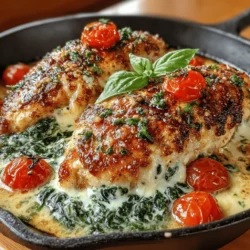 At the heart of the Creamy Italian Chicken Spinach Bake lies the boneless skinless chicken breast, a versatile and popular choice among home cooks. Using boneless skinless chicken not only ensures a tender and juicy result but also simplifies the preparation process. This cut of chicken cooks evenly and absorbs the flavors of the spices and sauces beautifully, making it an ideal base for this dish. As a lean protein source, it helps create a balanced meal, providing the necessary nutrients without excess fat.