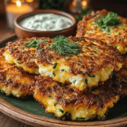 Zesty Greek Zucchini Fritters are a celebration of vibrant flavors, combining the freshness of zucchini with the rich, tangy notes of feta cheese and aromatic dill. This dish stands out not only for its taste but also for its versatility; it can serve as a delightful appetizer, a side dish, or even a light main course. Originating from the Mediterranean, these fritters showcase the culinary traditions of Greece while offering a modern twist that appeals to health-conscious diners. The incorporation of zucchini not only provides a delightful texture but also elevates the dish's nutritional profile, making it an excellent choice for those looking to enjoy delicious food without compromising on health.