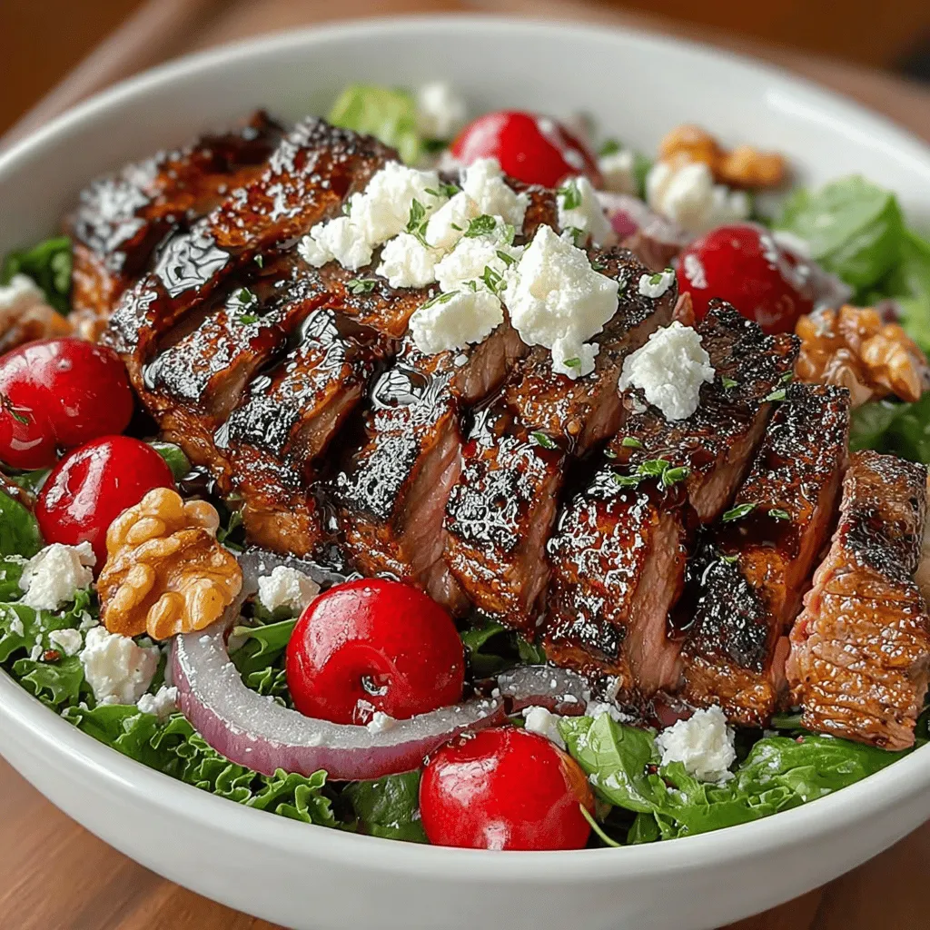 Flank steak is one of the standout ingredients in this salad, providing a robust source of lean protein. Known for its rich flavor and satisfying texture, flank steak is a cut that is perfect for salads due to its ability to absorb marinades and seasonings beautifully. Nutritionally, flank steak is low in fat and high in protein, making it an ideal choice for those looking to maintain or build muscle while enjoying a flavorful meal.