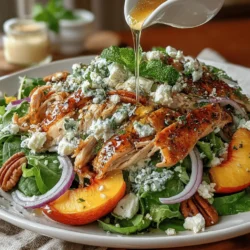 Creating the perfect dressing for your Summer Bliss Peach Basil Chicken Salad begins with a careful balance of olive oil, apple cider vinegar, and honey. The olive oil serves as the base, adding richness and healthy fats, while the apple cider vinegar introduces a tangy brightness that complements the sweetness of the peaches. Honey brings in a natural sweetness, tying the flavors together. A recommended ratio is three parts olive oil to one part vinegar, with a teaspoon of honey for every two tablespoons of vinegar. Adjust the sweetness to your preference, keeping in mind that the saltiness of the chicken and the freshness of the basil will also influence the dressing's final flavor.