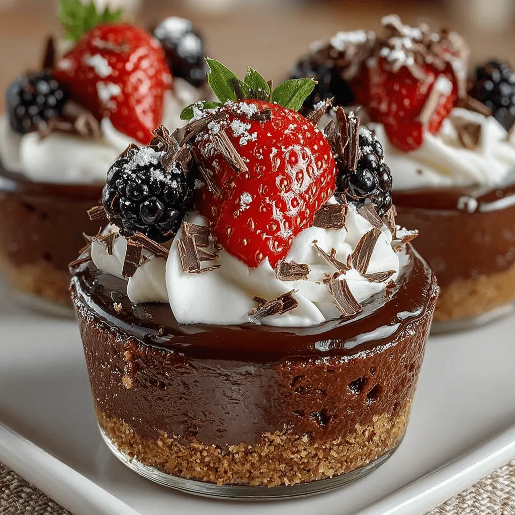 To create the perfect base for your No-Bake Chocolate Cheesecake Cups, you need to combine the crust ingredients thoughtfully. Start with 1 ½ cups of graham cracker crumbs, which form the foundation of your crust. You can either crush the crackers yourself using a food processor or place them in a plastic bag and roll them with a rolling pin. Aim for a fine crumb texture for the best results.