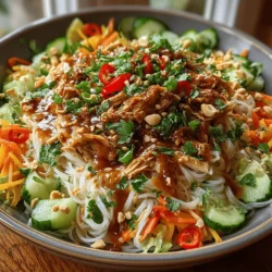 Spicy Chilled Thai Chicken Noodle Delight is a vibrant, refreshing dish that embodies the essence of Thai cuisine while offering a delightful contrast of flavors and textures. Originating from the bustling street food culture of Thailand, this dish has gained popularity worldwide, especially during the warmer months when a cold meal is both appetizing and invigorating. The combination of tender chicken, chewy rice noodles, and crisp vegetables creates a satisfying meal that is not only delicious but also visually appealing.