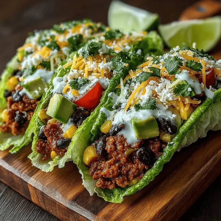 To craft these delightful Sizzling Loaded Chicken Taco Lettuce Wraps, gather the following ingredients which will elevate your dish with creaminess, richness, and bright flavors: - Avocado: 1, diced, providing creaminess to each bite. - Shredded cheese: 1/2 cup (cheddar or Mexican blend), optional but delicious for added richness. - Fresh cilantro: 1/4 cup, chopped, for a burst of herbal flavor. - Lime: 1, juiced, to brighten up the whole dish. - Lettuce leaves: Butter or romaine, for wrapping and a refreshing crunch. - Hot sauce: Optional, for those who like an extra kick.