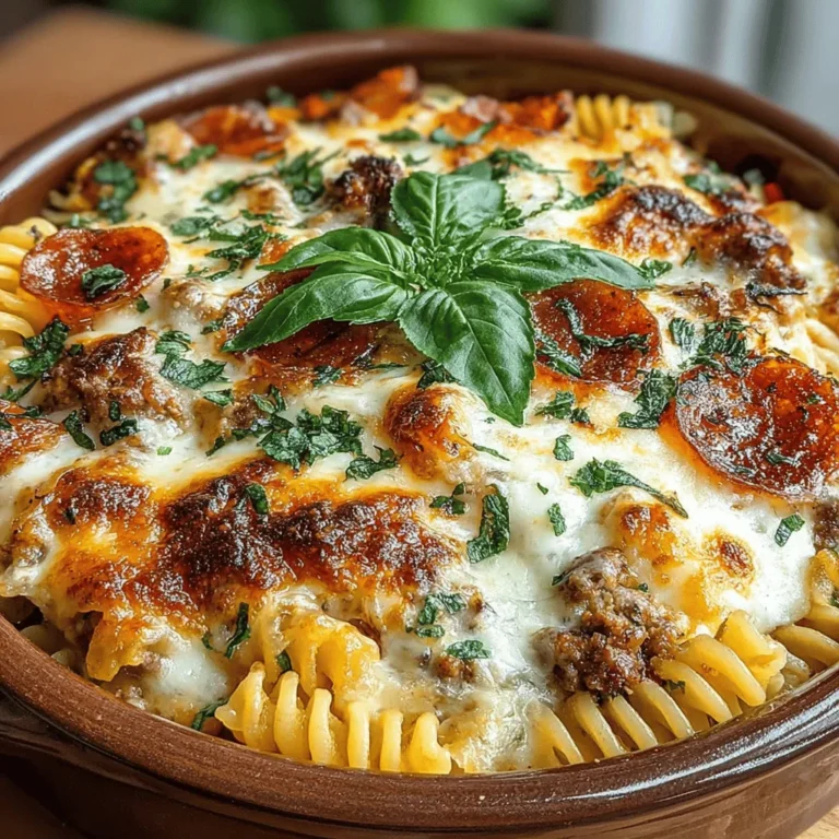 Before we start cooking, let’s take a look at what you’ll need to create this mouthwatering Cheesy Sausage & Pepperoni Pizza Casserole. The beauty of this dish lies in its simple yet flavorful ingredients, many of which you may already have in your pantry or fridge. Here’s what you’ll need: