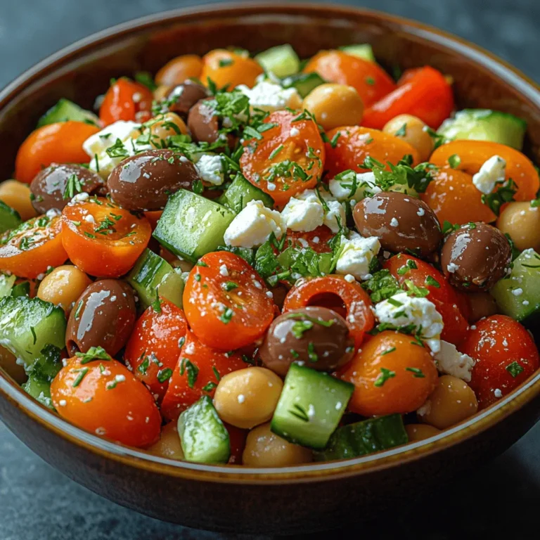 The Fresh & Zesty Greek Chickpea Salad is a vibrant and invigorating dish that perfectly embodies the spirit of Mediterranean cuisine. This salad not only tantalizes the taste buds with its explosion of flavors but also serves as a wholesome, easy-to-prepare option for those seeking a healthier diet. With the increasing popularity of chickpeas as a versatile ingredient, this recipe stands out for its simplicity and nutritional benefits, making it a go-to choice for various occasions, from casual family dinners to lively potlucks and sunny picnics.