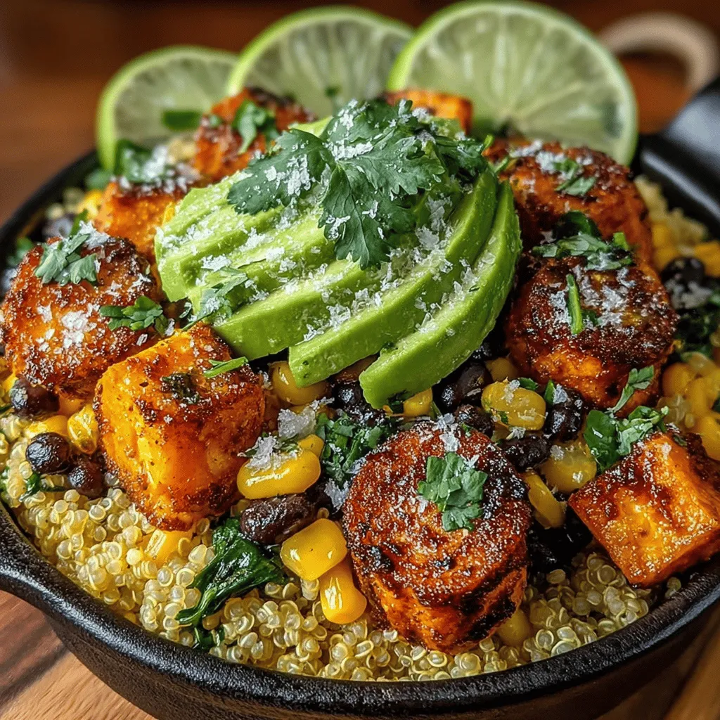 In today's fast-paced world, finding a meal that is not only nutritious but also bursting with flavor can be quite the challenge. Enter the Spicy Sweet Potato Black Bean Bowls—a vibrant and wholesome dish that ticks all the boxes for health, taste, and ease of preparation. This recipe is a delightful fusion of tender roasted sweet potatoes, protein-rich black beans, and fluffy quinoa or brown rice, all brought together with a medley of spices that elevate it to a gourmet experience. Perfect for busy weeknights or leisurely weekend meals, these bowls offer a satisfying option for all, including those following vegan or gluten-free diets.