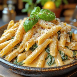 If you’re in search of a quick, flavorful dish that’s both comforting and nutritious, look no further than Creamy Garlic Spinach Penne. This delightful pasta dish combines the richness of a creamy sauce with the vibrant freshness of spinach and the aromatic kick of garlic, making it a perfect weeknight meal or an impressive option for entertaining guests. What sets this recipe apart is its simplicity; it’s quick to prepare while delivering a satisfying depth of flavor that will have everyone coming back for seconds.