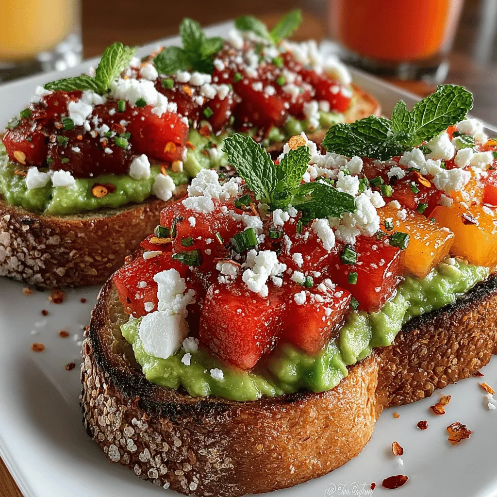 Avocado toast has taken the culinary world by storm in recent years, evolving from a simple breakfast option to a trendy staple in cafes and homes alike. Its versatility, combined with the creamy texture and rich flavor of avocados, has inspired countless variations. As food enthusiasts seek out unique toppings to elevate their toast game, the Watermelon Avocado Delight Toast emerges as a refreshing and vibrant twist on this beloved dish. This recipe not only captures the essence of summer but also appeals to health-conscious eaters looking for nourishing and delicious options.