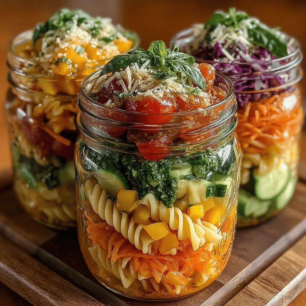 In the world of meal prep, the Rainbow Veggie Pasta Jar stands out as a visually appealing and health-conscious option. This vibrant recipe not only excites the eyes but also delivers a powerful punch of nutrients, making it an ideal choice for anyone seeking a quick, nutritious meal on the go. The concept of layering colorful vegetables with pasta in a jar not only enhances the aesthetic appeal but also promotes the idea of balanced eating, where each color represents different vitamins and minerals essential for overall health.