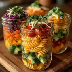 Rainbow Veggie Pasta Jars: A Colorful and Nutritious Meal Option