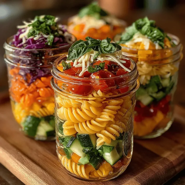 In the world of meal prep, the Rainbow Veggie Pasta Jar stands out as a visually appealing and health-conscious option. This vibrant recipe not only excites the eyes but also delivers a powerful punch of nutrients, making it an ideal choice for anyone seeking a quick, nutritious meal on the go. The concept of layering colorful vegetables with pasta in a jar not only enhances the aesthetic appeal but also promotes the idea of balanced eating, where each color represents different vitamins and minerals essential for overall health.