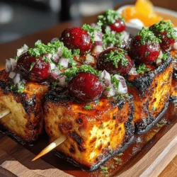 In recent years, plant-based diets have surged in popularity, capturing the hearts of health enthusiasts, eco-conscious eaters, and culinary adventurers alike. As more people seek to incorporate nutritious, sustainable foods into their meals, tofu has emerged as a standout protein source, celebrated for its versatility and ability to absorb a wide range of flavors. During the warmer months, when grilling season is in full swing, nothing beats the smoky, charred goodness of grilled dishes. Enter Grilled Tofu Skewers with Sweet Cherry Salsa—a recipe that not only highlights the delightful grill marks and textures of marinated tofu but also brings an exciting burst of sweetness and acidity from the cherry salsa. This dish is not just visually appealing; it combines health, flavor, and vibrant colors, making it an ideal choice for gatherings, family meals, or a casual dinner on the patio.