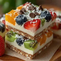Frozen Yogurt Rainbow Bark is a delightful and refreshing treat that satisfies your sweet tooth while providing a healthy option for dessert or snack time. This colorful dessert combines the creaminess of Greek yogurt with an assortment of fresh fruits, making it not only visually appealing but also rich in nutrients. The vibrant hues of the fruits create a stunning presentation, perfect for summer gatherings or as a fun snack for kids. This recipe is versatile and can be easily customized to suit your taste preferences, allowing you to mix and match various fruits and toppings to create a unique treat every time.