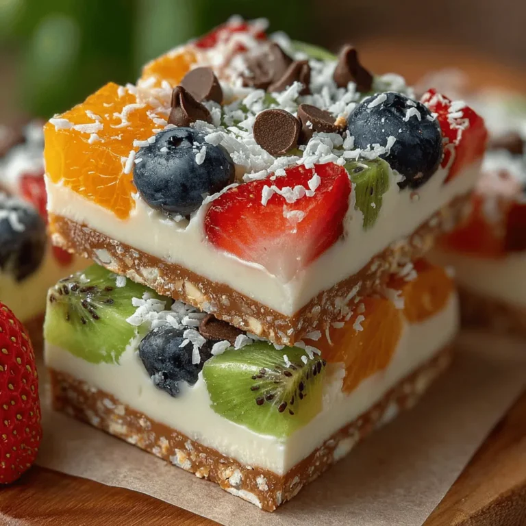 Frozen Yogurt Rainbow Bark is a delightful and refreshing treat that satisfies your sweet tooth while providing a healthy option for dessert or snack time. This colorful dessert combines the creaminess of Greek yogurt with an assortment of fresh fruits, making it not only visually appealing but also rich in nutrients. The vibrant hues of the fruits create a stunning presentation, perfect for summer gatherings or as a fun snack for kids. This recipe is versatile and can be easily customized to suit your taste preferences, allowing you to mix and match various fruits and toppings to create a unique treat every time.