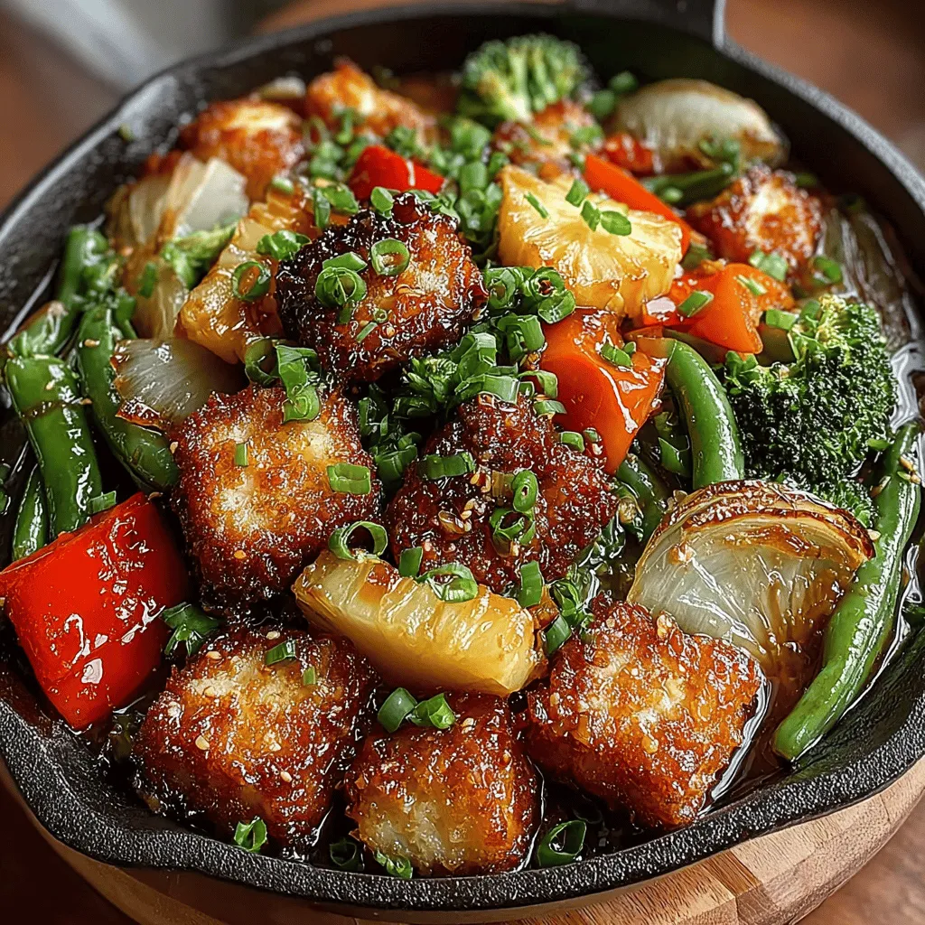 Sweet and Sour Tofu Stir Fry is a vibrant and flavorful dish that perfectly embodies the balance of taste that is often celebrated in Asian cuisine. This dish not only appeals to the palate but also brings a colorful array of vegetables and the unique texture of tofu to the table, making it a delightful option for both vegetarians and those looking to incorporate more plant-based meals into their diets. The juxtaposition of sweet and tangy flavors, combined with the crunch of vegetables and the soft, slightly chewy texture of tofu, creates an experience that is both satisfying and nourishing.