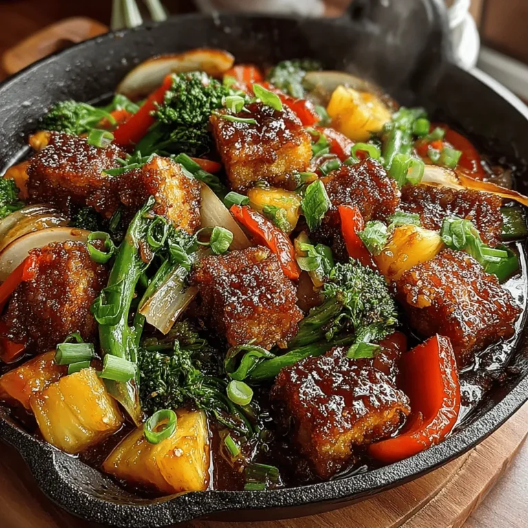 Sweet and Sour Tofu Stir Fry is a vibrant and flavorful dish that perfectly embodies the balance of taste that is often celebrated in Asian cuisine. This dish not only appeals to the palate but also brings a colorful array of vegetables and the unique texture of tofu to the table, making it a delightful option for both vegetarians and those looking to incorporate more plant-based meals into their diets. The juxtaposition of sweet and tangy flavors, combined with the crunch of vegetables and the soft, slightly chewy texture of tofu, creates an experience that is both satisfying and nourishing.
