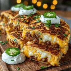 If you're on the hunt for a flavorful appetizer that effortlessly combines the rich tastes of ground turkey, zesty chili beans, and a melty blend of cheeses, look no further than Spicy Chili Cheese Turkey Quesadilla Bites. This dish is not only a crowd-pleaser but also an incredibly versatile option for a variety of occasions. Whether you're hosting a family dinner, preparing for a game-day gathering, or simply looking for a delicious snack, these quesadilla bites are sure to satisfy.