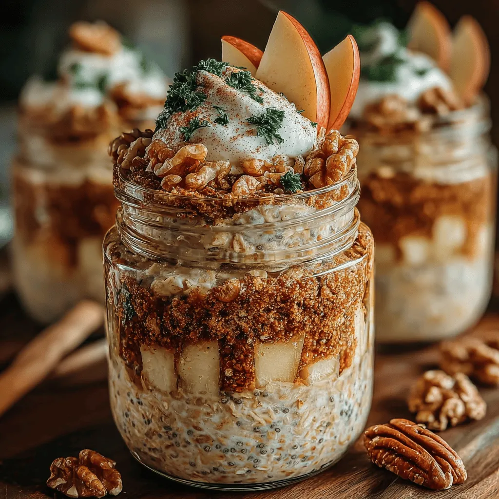 To elevate your Overnight Apple Pie Oats, consider adding a variety of nuts as a topping. Nuts such as walnuts, pecans, or almonds can provide a delightful contrast in both flavor and texture. The crunchiness of the nuts complements the creaminess of the oats and the softness of the apples, creating a harmonious balance in every bite. Additionally, nuts are a great source of healthy fats, protein, and fiber, making your breakfast not only tastier but also more nutritious.