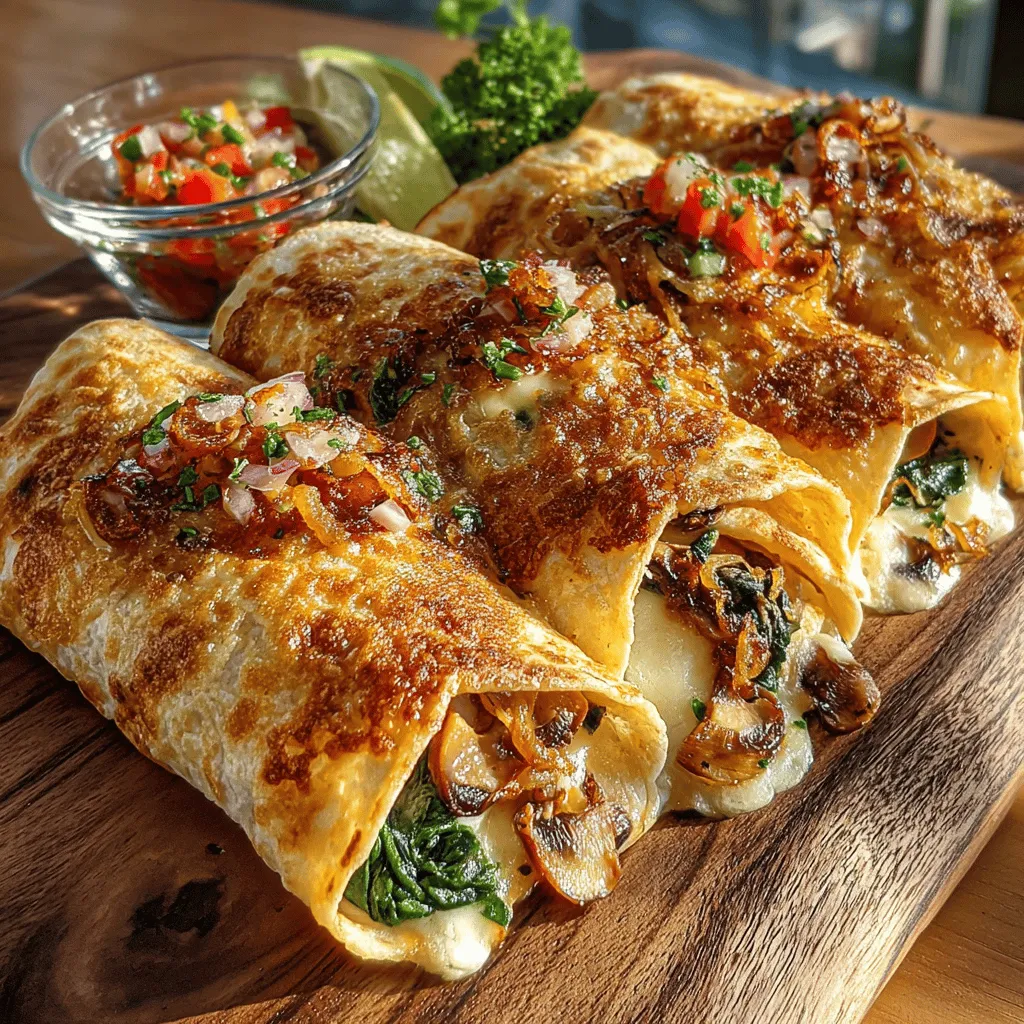 Mini spinach and mushroom quesadilla rolls are a delightful culinary creation that brings together the rich flavors of sautéed vegetables and creamy cheese in a compact, easy-to-eat format. Whether served as a snack for an afternoon gathering or as an appetizer at a dinner party, these rolls are perfect for anyone looking to indulge in a delicious vegetarian option. The combination of fresh spinach and earthy mushrooms provides a satisfying taste experience, while the melty mozzarella and tangy cream cheese create a luscious filling that will please cheese lovers and health-conscious eaters alike.