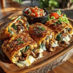 Mini spinach and mushroom quesadilla rolls are a delightful culinary creation that brings together the rich flavors of sautéed vegetables and creamy cheese in a compact, easy-to-eat format. Whether served as a snack for an afternoon gathering or as an appetizer at a dinner party, these rolls are perfect for anyone looking to indulge in a delicious vegetarian option. The combination of fresh spinach and earthy mushrooms provides a satisfying taste experience, while the melty mozzarella and tangy cream cheese create a luscious filling that will please cheese lovers and health-conscious eaters alike.